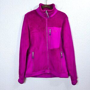 Pink Polartec Outdoor Sporty Fleece Lined Full Zip Jacket Pockets Women Size M